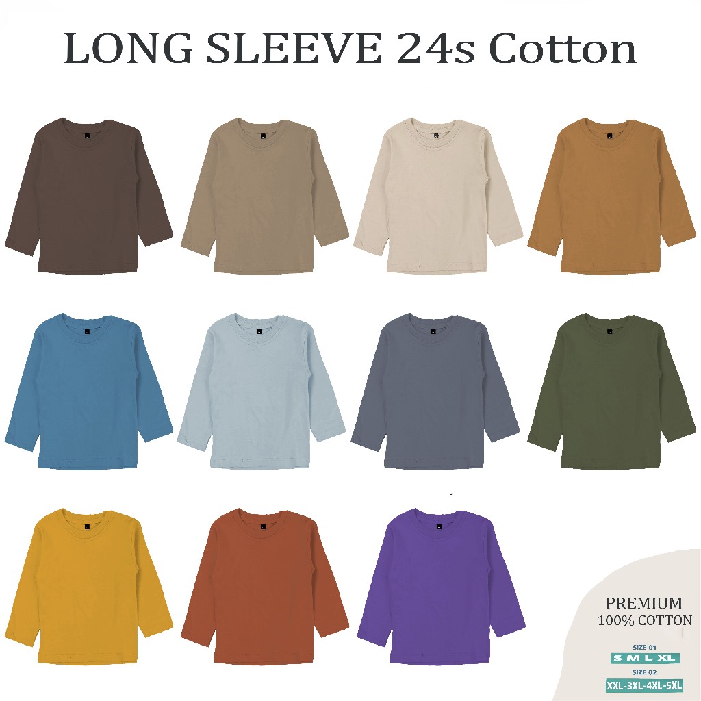Long Sleeve Tshirt Lengan Panjang Pria Wanita | Koas Panjang Premium Cotton 24s