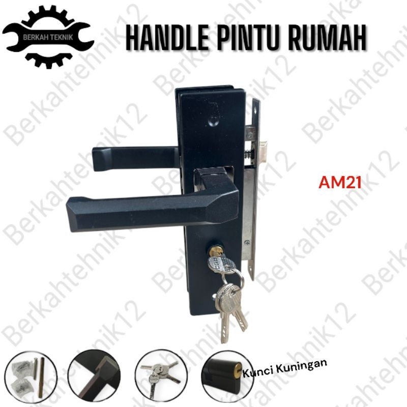 Handle Gagang Pintu Rumah Set Kunci 20 cm premium black series kotak / KUNCI PINTU TANGGUNG 20CM HIT