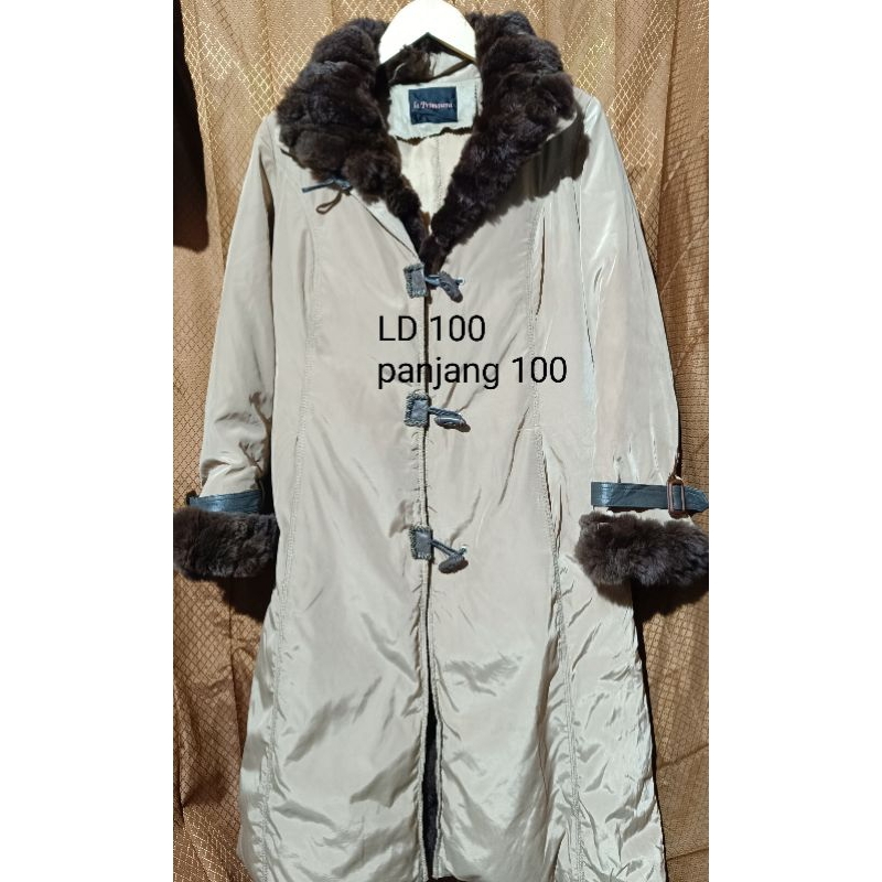 mantel bulu angsa long coat bulas long coat bulu angsa long coat winter kerah bulu kelinci long coat