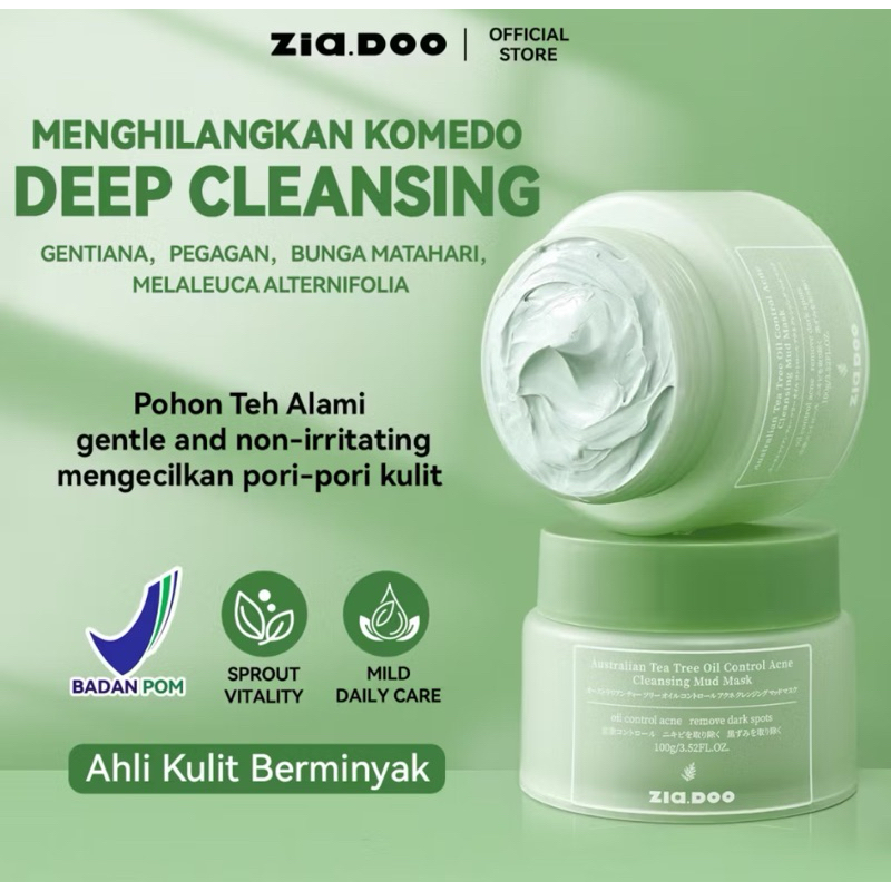 ZIA.DOO AUSTRALIAN TEA TREE OIL CONTROL ACNE CLEANSING MUD MASK