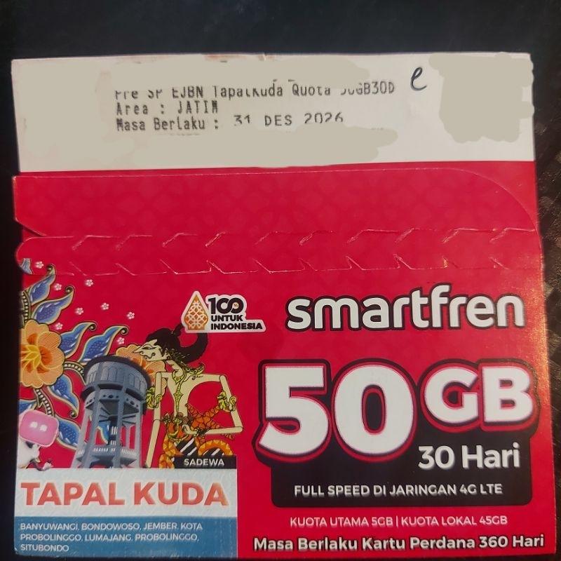 Perdana Internet Smartfren Tapal Kuda 50GB 30 Hari