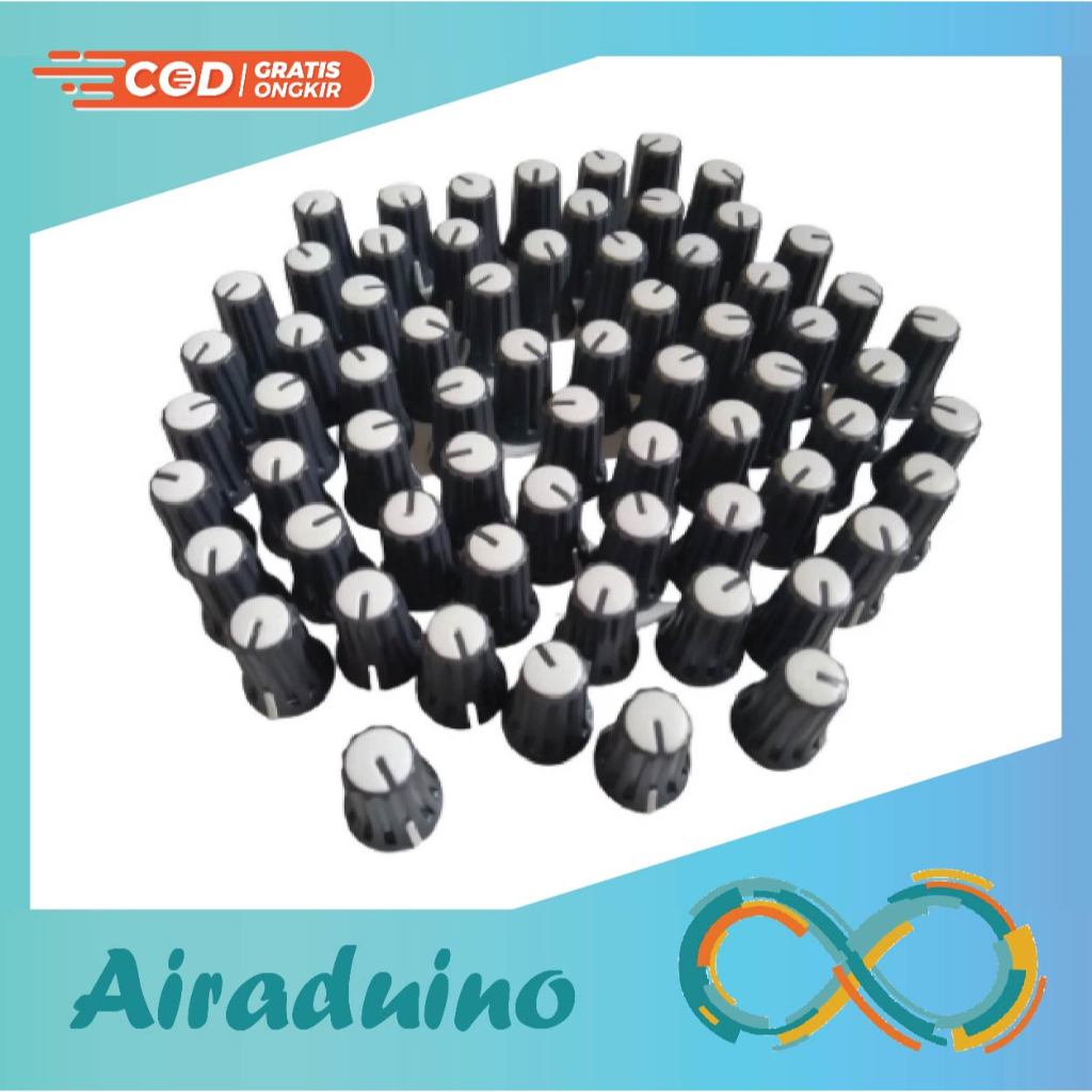 Knop Potensio Mixer Shaft D Tuas Setengah Lingkaran Warna Putih