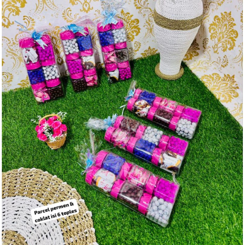 

Paket Permen & Coklat Isi 6 Topples/parsel lebaran isi 6toples