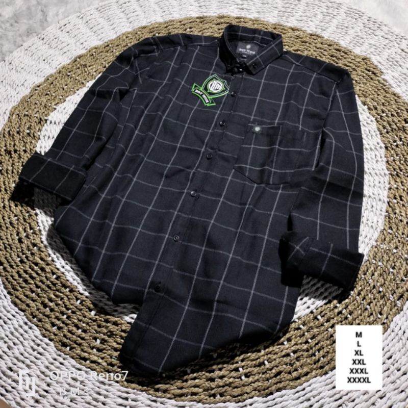 Kemeja Flanel Pria Kemeja Flanel Wanita Hitam Garis Abu