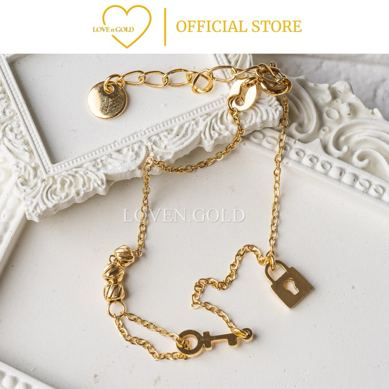 Loven.Gold Locky bracelet #2001 gelang rantai kunci gembok titanium anti karat perhiasan wanita akse