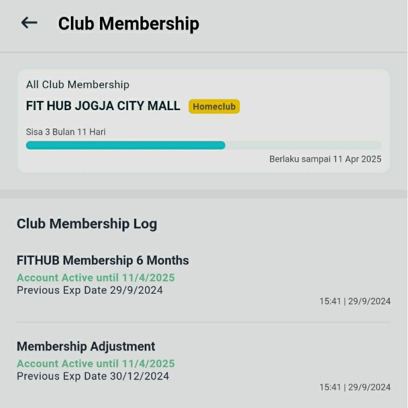 Transfer Membership Fithub 3 bulan 875k, include biaya transfer member 3 bulan.