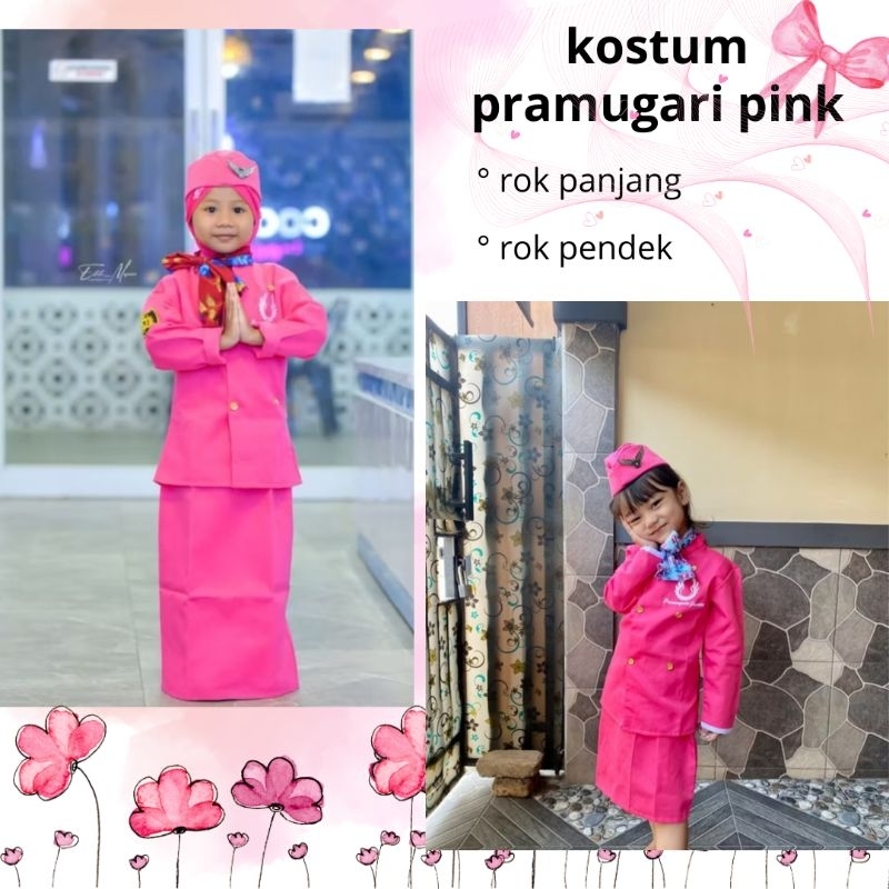 BAJU PRAMUGARI ANAK PINK/ BAJU PRAMUGARI ROK PANJANG & PENDEK