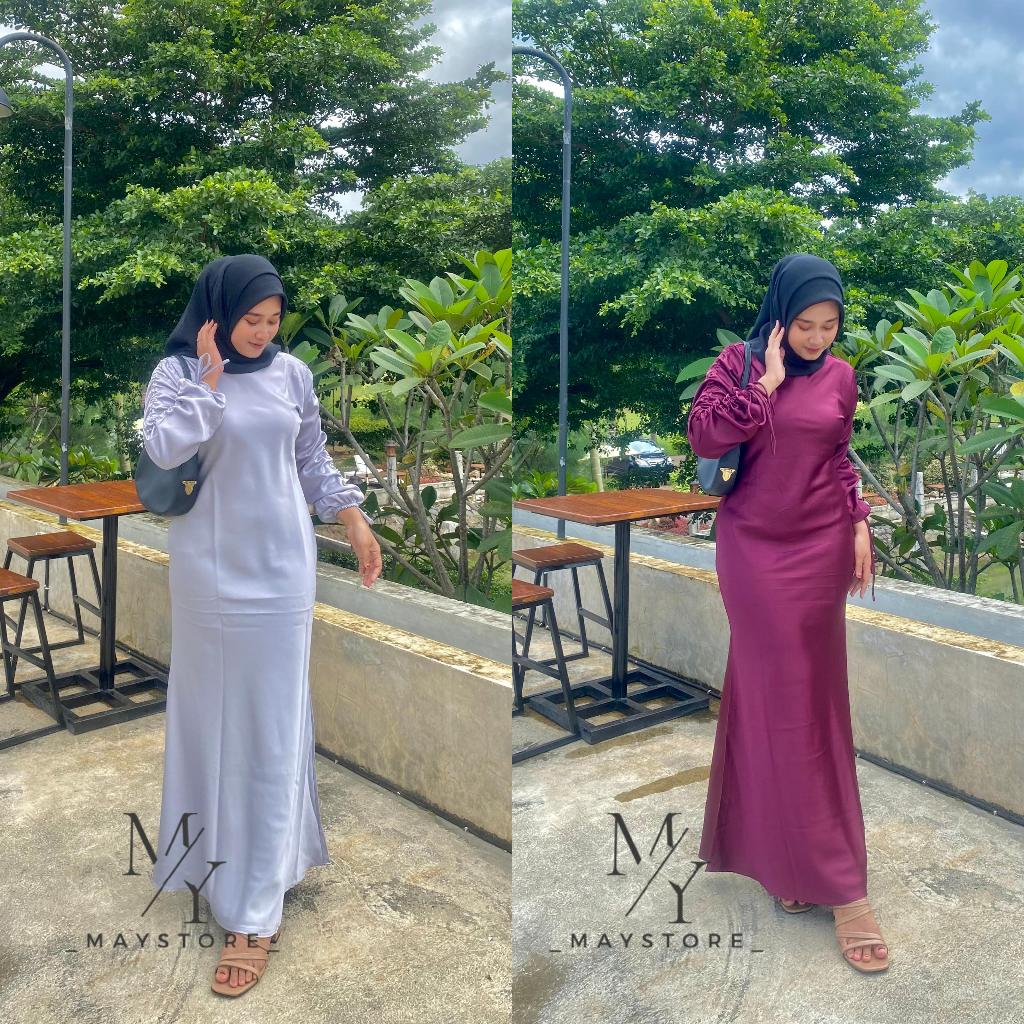 DRESS DARLA SILK SATIN SERUT LONG DRESS SATIN SERUT DRESS // DRESS SATIN VELVET