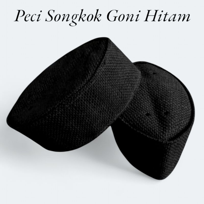 Peci Songkok Hitam Dewasa / Peci Goni Hitam Premium / Kopiah Songkok Goni / Peci Songkok Terbaru