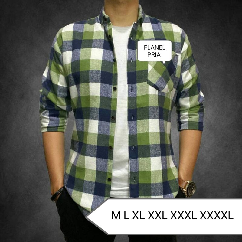 XXL XXXL XXXXL kemeja flanel pria wanita unisex flanel import lengan panjang