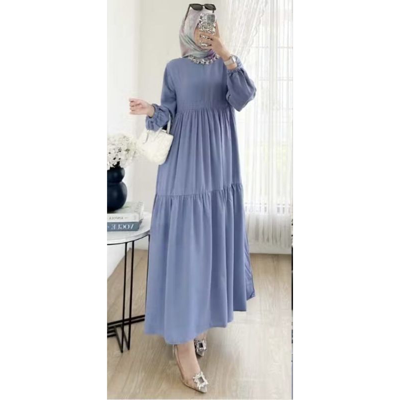 gamis crincle remaja terbaru gamis serut susun lebaran terbaru/kekinian size s m l xl