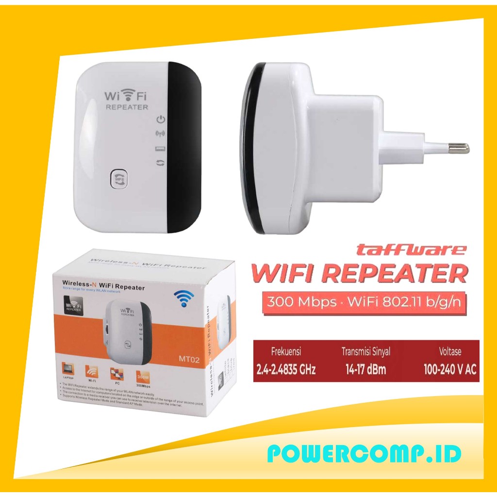 Taffware MT02 Wifi Booster 2.4G Wireless Wifi Repeater Wifi Range Extender Router Penguat Sinyal Wif