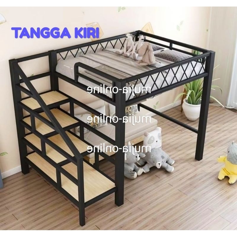 Ranjang Besi Tingkat Ukuran 120x200cm Mezzanine Anak Dewasa Loftbed Costum