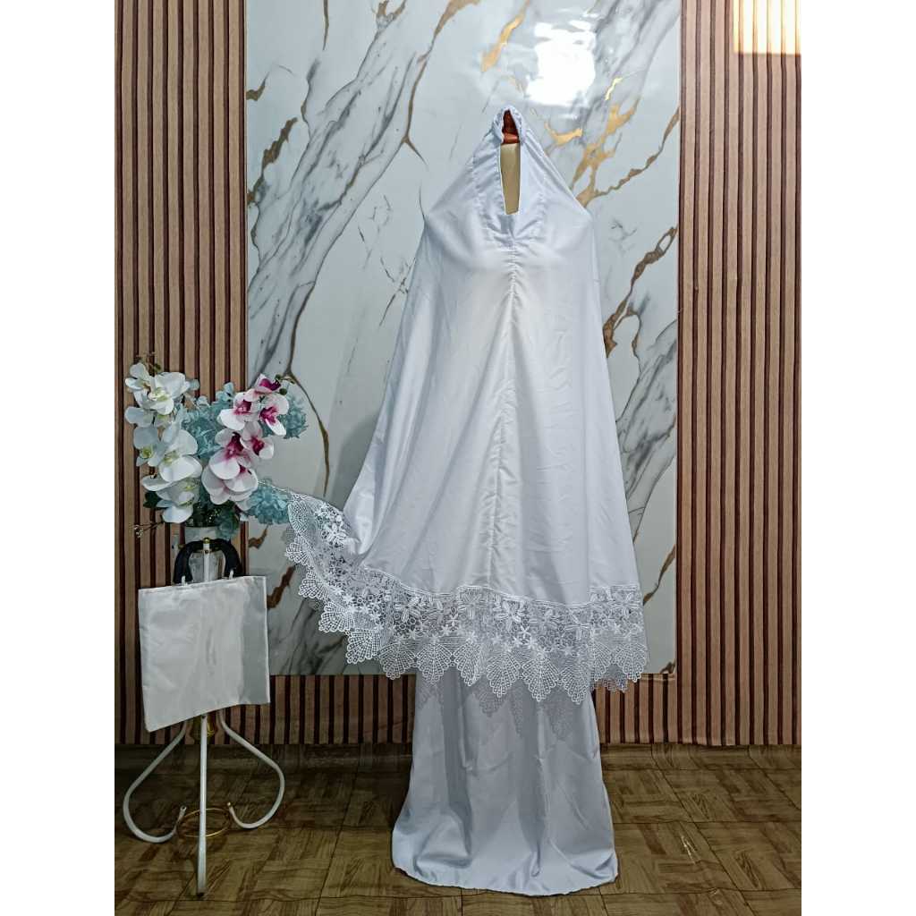 MUKENA DEWASA PUTIH BERSIH SIMPLE| MUKENA CANTIK|MUKENA MEWAH|MUKENA MURAH|MUKENA RENDA IMPORT