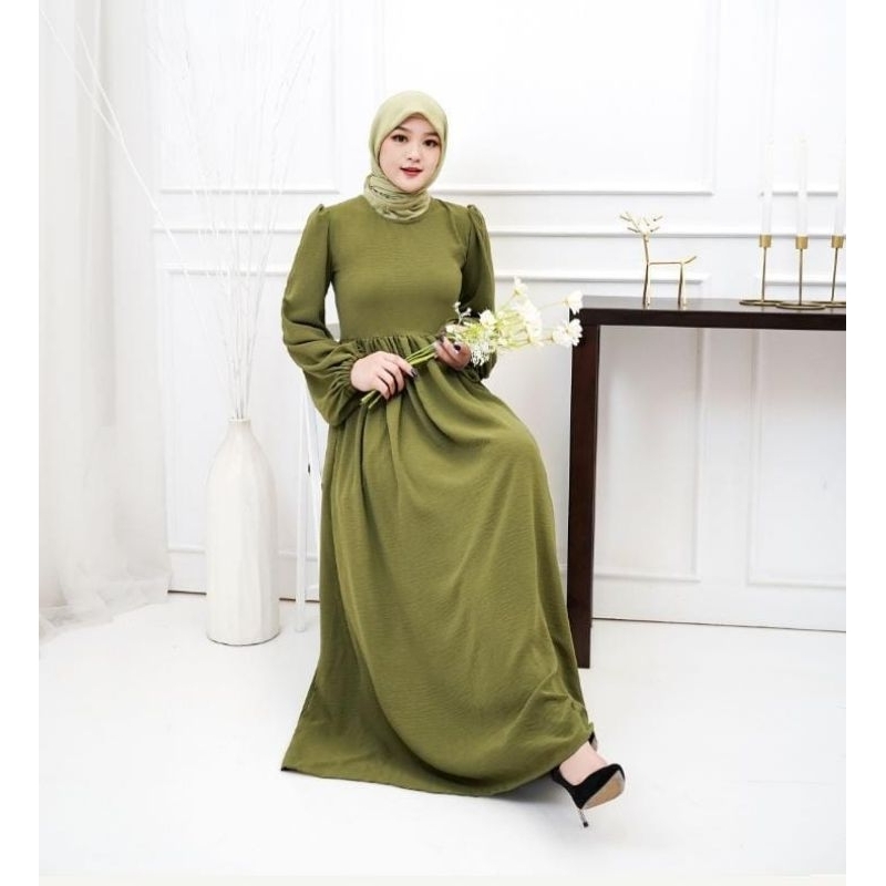 

Long Dress kerut pinggang crincle | Zolla Long Dress