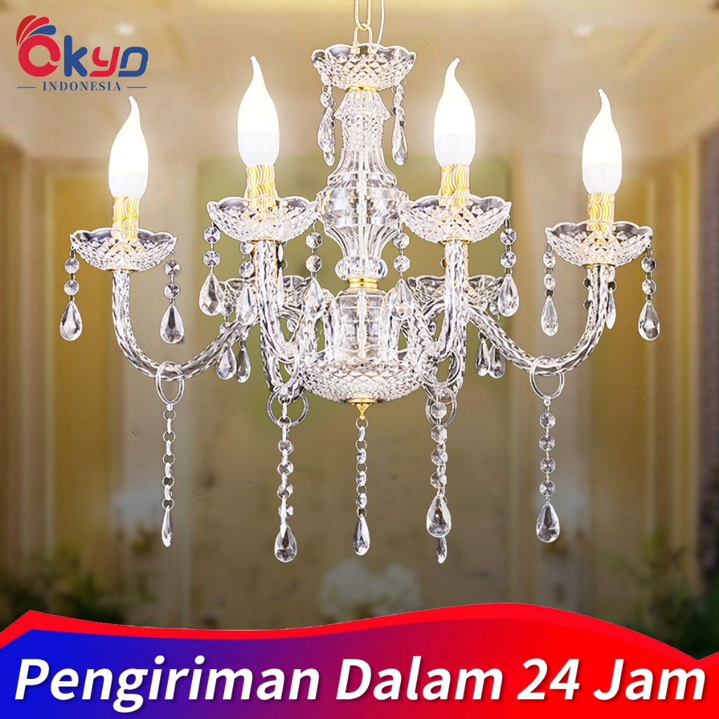 ✨harga terendah ✨6/8/8+4 Bohlam /Termasuk Bohlam Lampu Gantung Dekorasi/ Lampu Gantung Kristal IsiDe