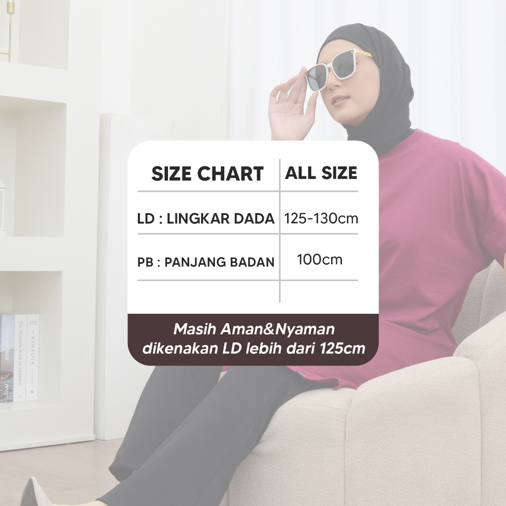 TERLARIS Araya Tunik Balon Oversize Lengan Balon Atasan Wanita Panjang Polos Midi Dress Jumbo Katun