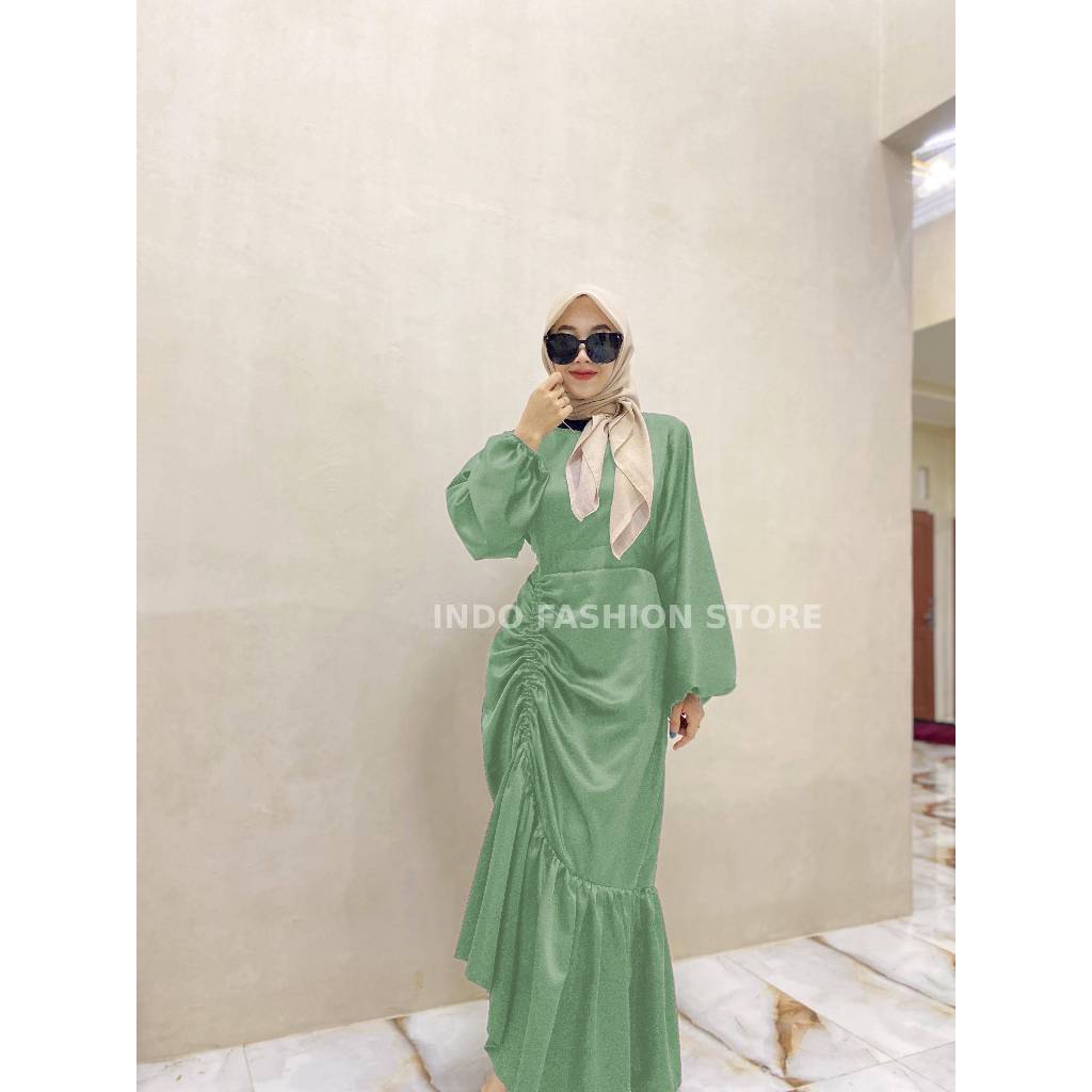 hanum dress kondangan//dress satin abg //gamis lebaran