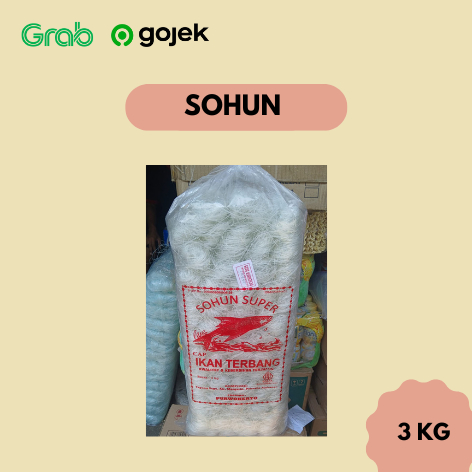 

Sohun Putih - Sohun Super Cap Ikan Terbang Asal Purwokerto Berat 3 KG