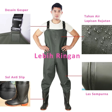 Sepatu Boot Karet Petani Sawah Panjang Celana Safety Wader Pants Anti Air