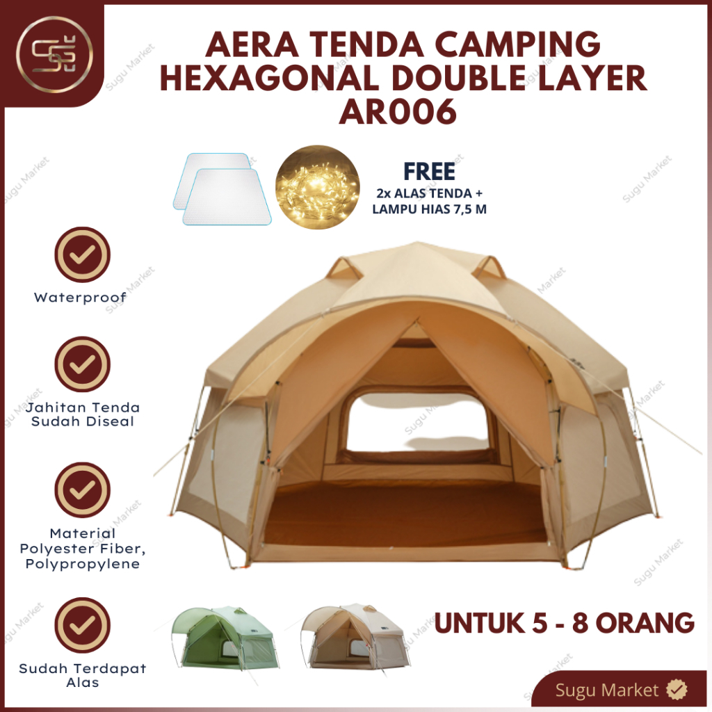 Tenda Camping Hexagonal Otomatis Double Layer AR006 5-8 Orang | Tenda Camping Otomatis | Tenda Campi