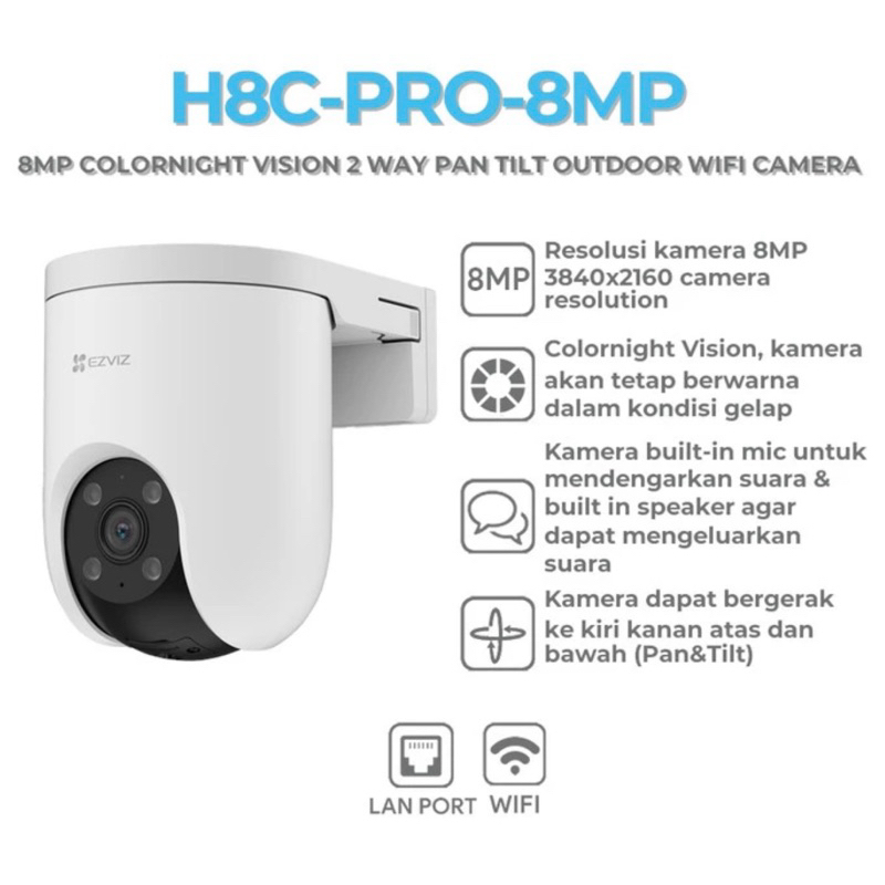 Ezviz H8C PRO 8MP 4K Out door CCTV Pant & Tilt Wifi IP Camera Auto Tracking