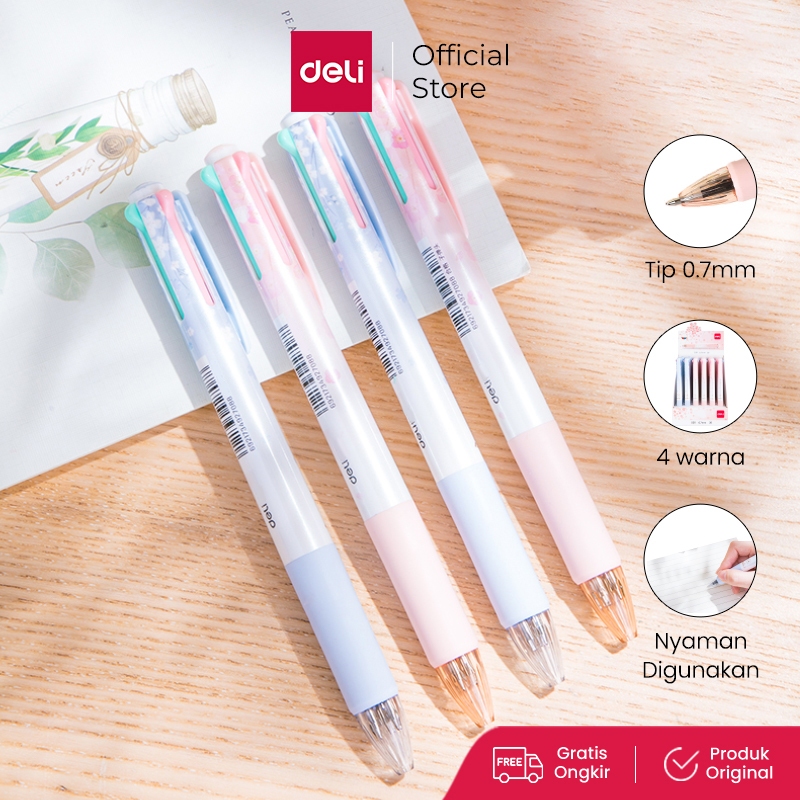

Deli Pulpen Retractable Sakuraru Series Lucu Bullet tip 0.7mm 4 warna S311