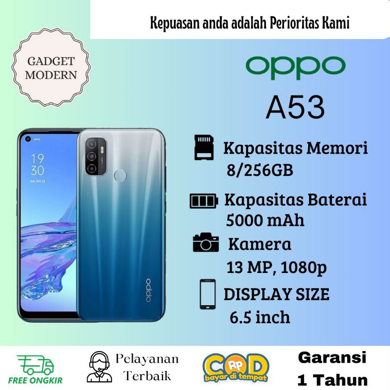 HP OPPO A53 RAM 8/256 GB 5000mAh Garansi 1 Tahun