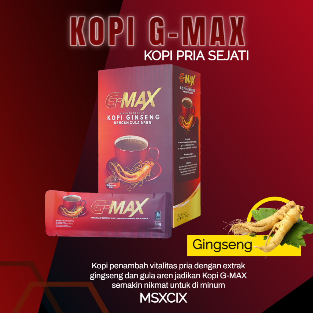 

KOPI G-MAX KOPI STAMINA PRIA DEWASA TAHAN LAMA ORIGINAL BPOM KOPI EXTRA GINGSENG HERBAL BERKUALITAS