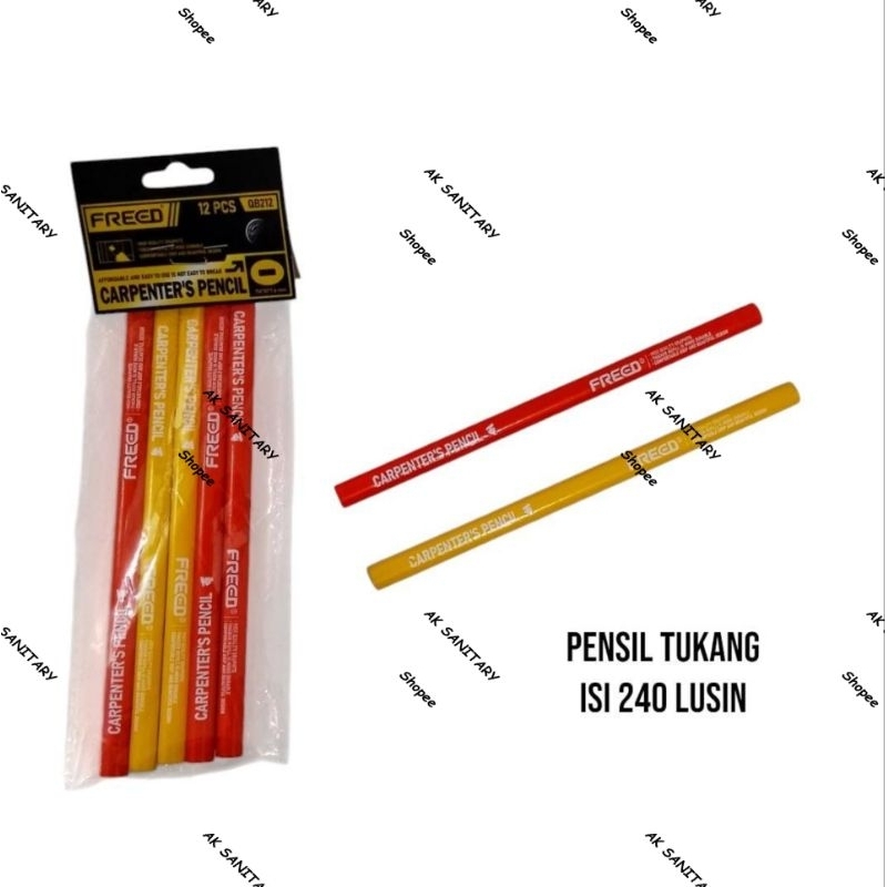 

Pensil Tukang / Pensil Kayu FREED / Pensil Kayu Tukang FREED ( Harga Perkotak isi 12 Pcs