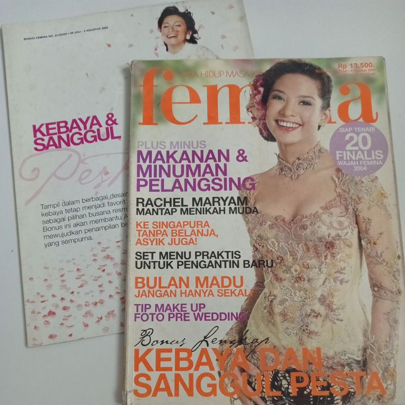 Majalah Femina Tahun 2004 Cover Rachel Mariam Saidina