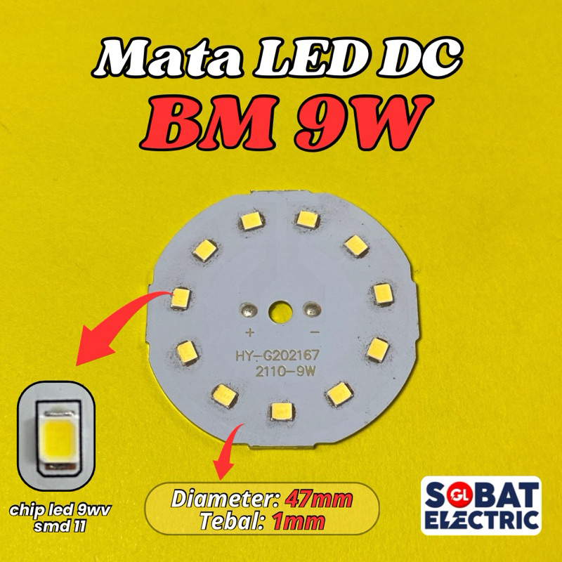 Mata LED DC 9w (BM) - PCB Mata Lampu LED 9 Watt