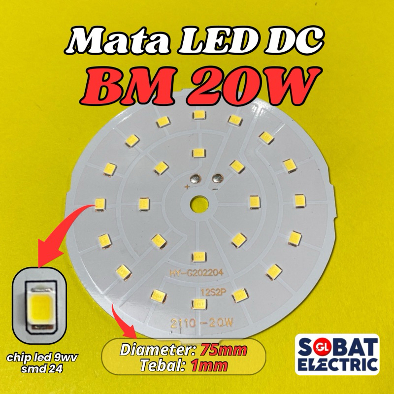 Mata LED DC 20w (BM) - PCB Mata Lampu LED 20 Wat