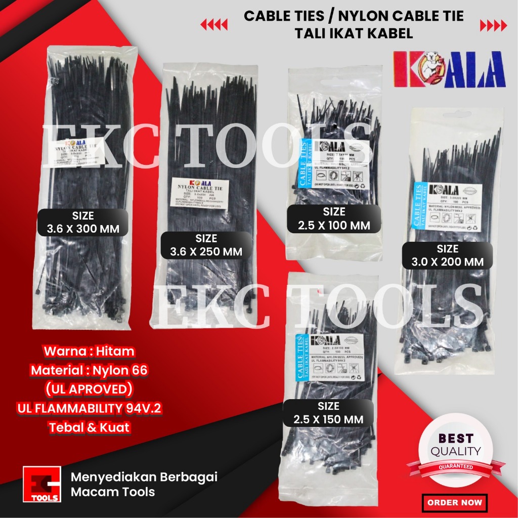 

Nylon Cable Tie / Tali Ikat Kabel Hitam 10cm 15cm 20cm 25cm 30cm