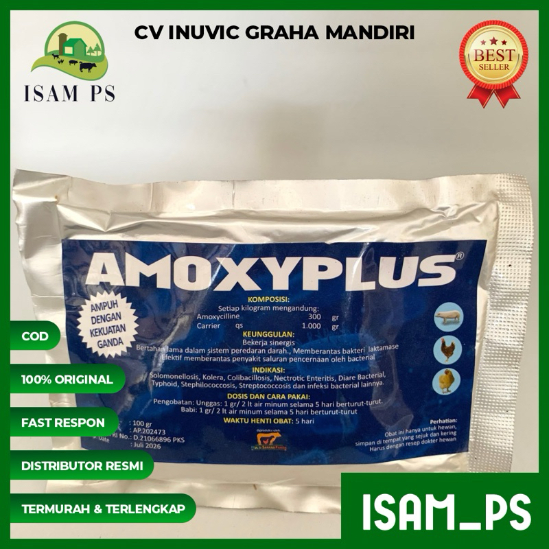 AMOXY PLUS - 100gr Antibiotik untuk Ayam, bebek, babi