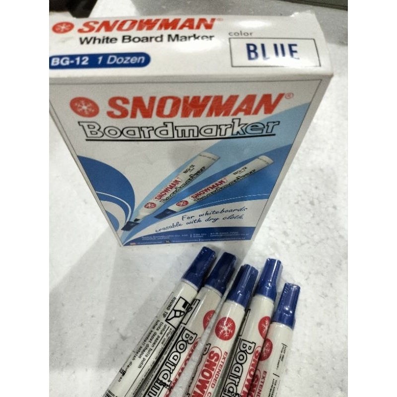 

SPIDOL WHITE BOARD BIRU BG 12 MERK SNOWMAN SPIDOL PAPAN TULIS SPIDOL BISA DIHAPUS