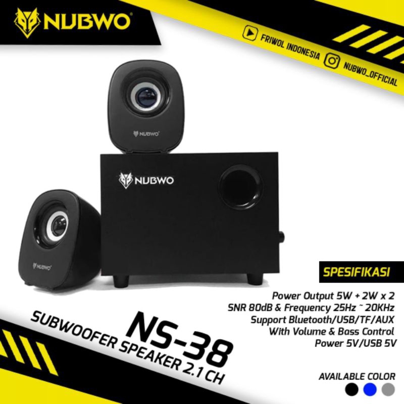 speaker bas bluetooth subwoofer nubwo 2.1 multimedia nubwo ns-38