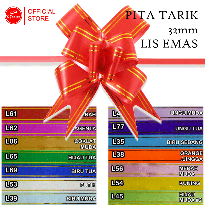 

(HADIAH) Pita Tarik 32mm Lis Emas Random