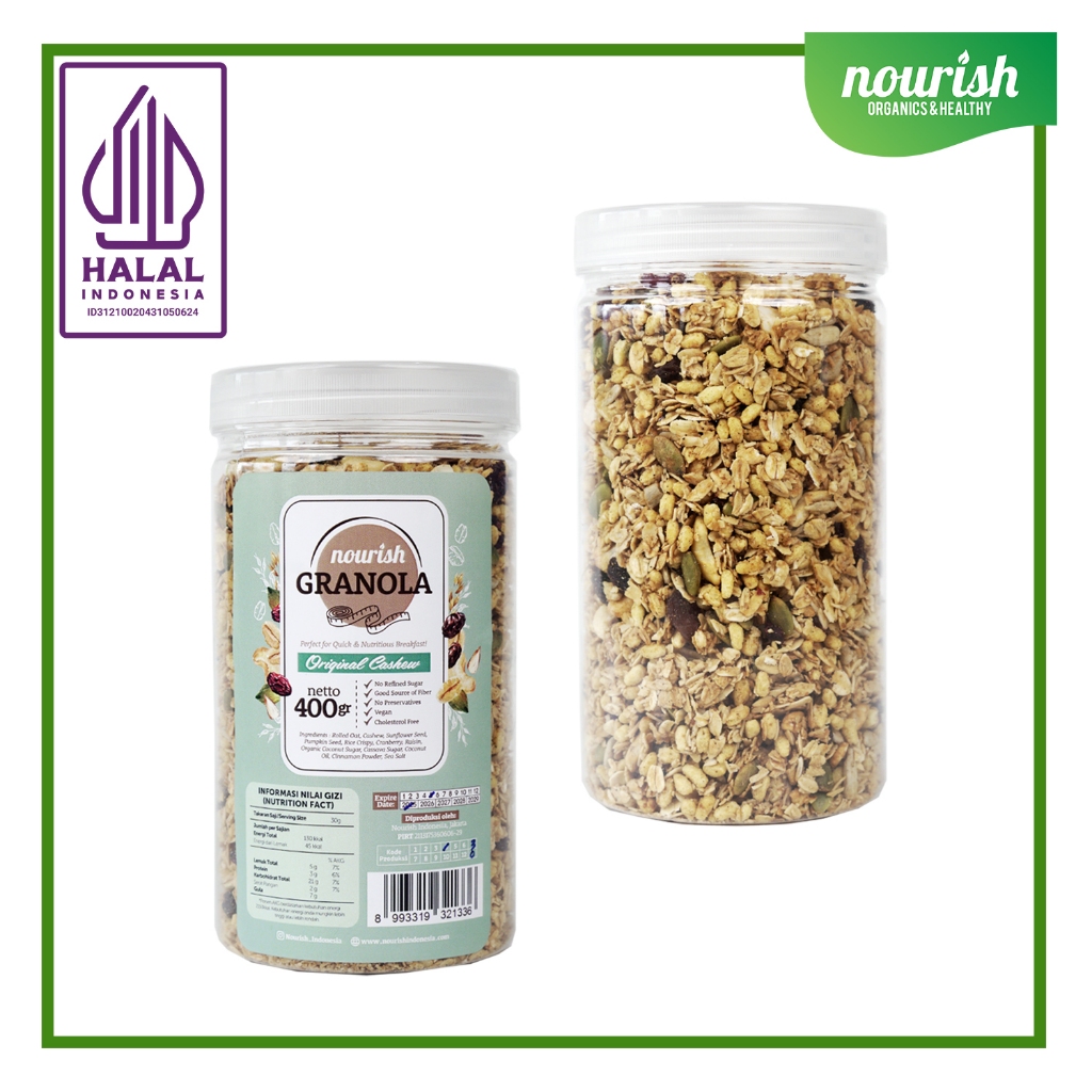 

NG Nourish Granola Orinal Cashew - Kacang Mede (Bebas Kolesterol, Tinggi Serat, Vegan) 400gr