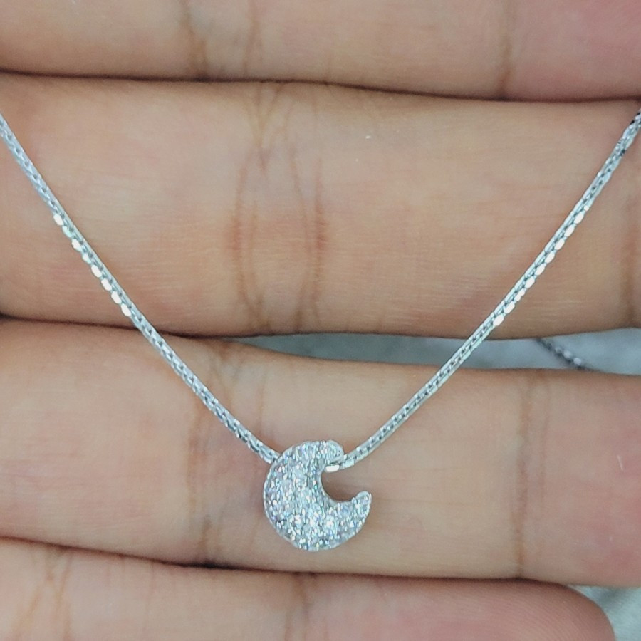 kalung italy santa model moon bulan sabit putih emas 75% 750 75 % 17k