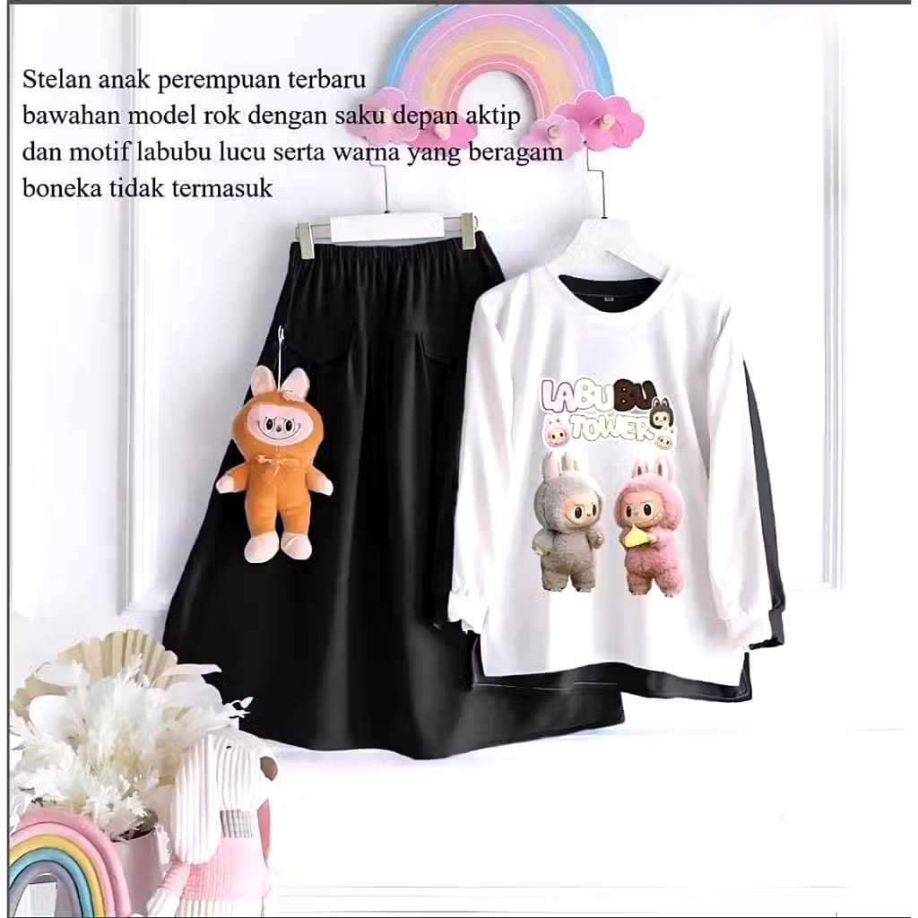 ONE SET STELAN ANAK LABUBU  CRINKLE AIRFLOW