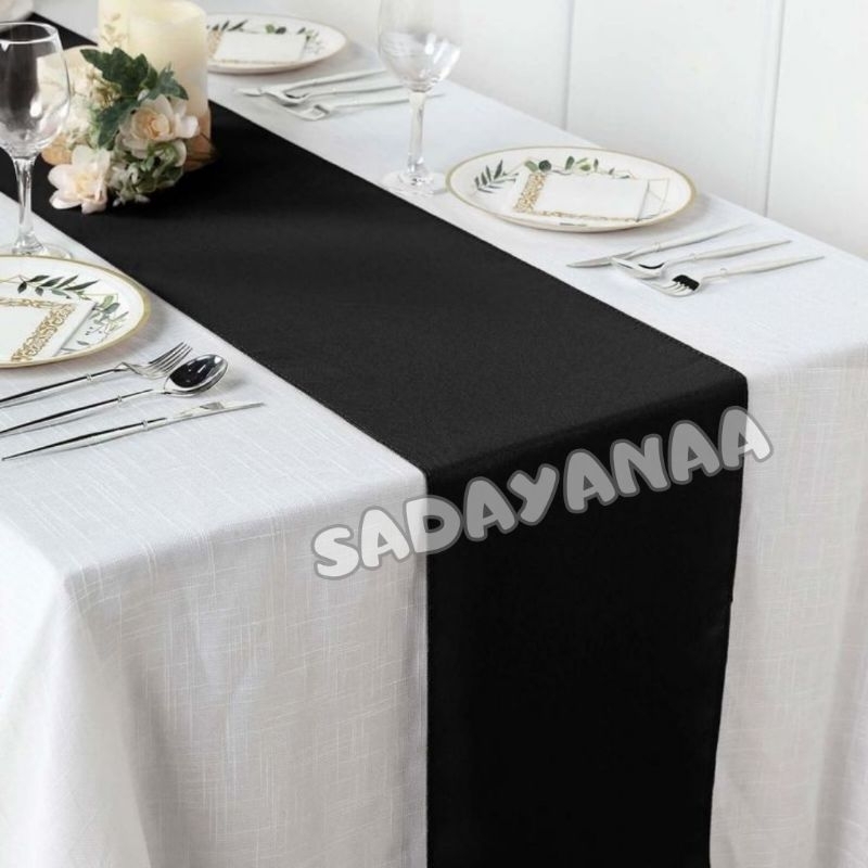 SADAYANA.ID - Taplak Meja / Table Runner Suede Premium Warna Hitam Bisa Pilih Warna Custom Ukuran