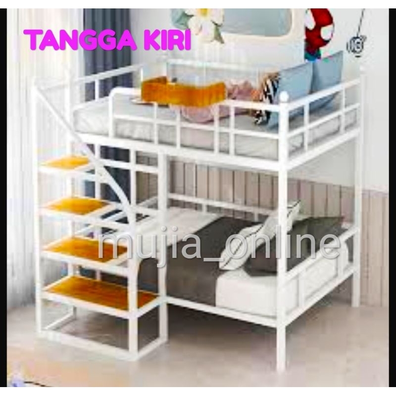 Ranjang Mezzanine Besi Tingkat Loft Upper Bunk Bed Kuat Mewah Murah Costum