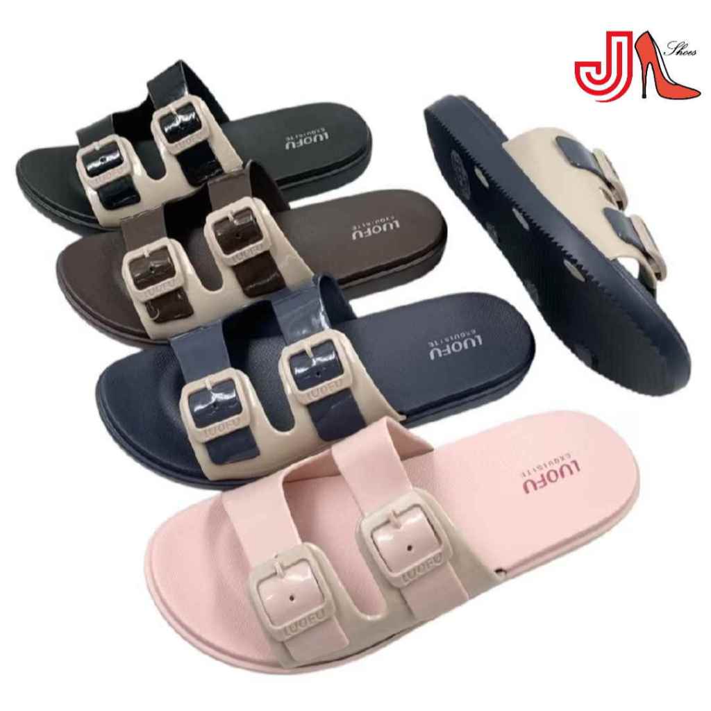 LUOFU E7188-E01K2W Sandal Selop Ban Dua Gesper 2 Tone