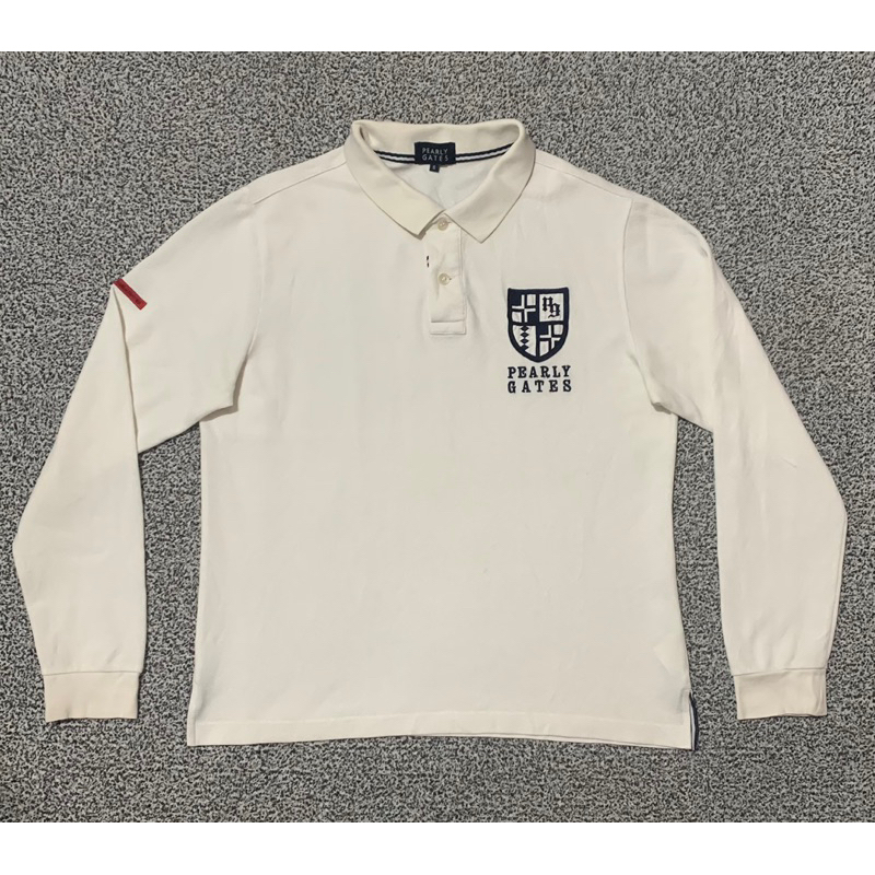 Pearly gates Long sleeve logo on back golf shirt