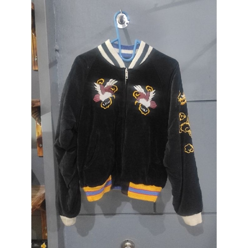 Jacket Fashion Sukajan Motif Oriental Jepang Refisible (Bolak-balik luar&dalam) Full Bordir Velvet