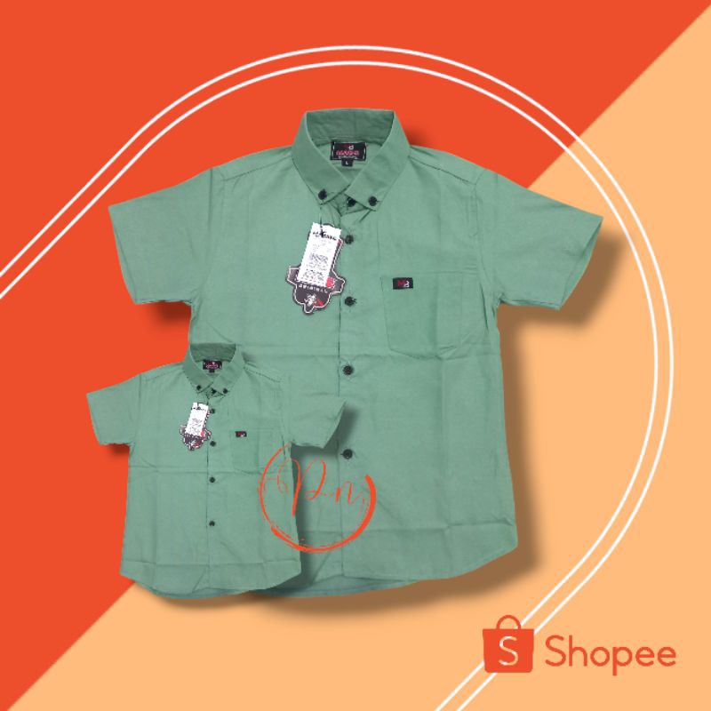 Kemeja couple ayah dan anak warna sage