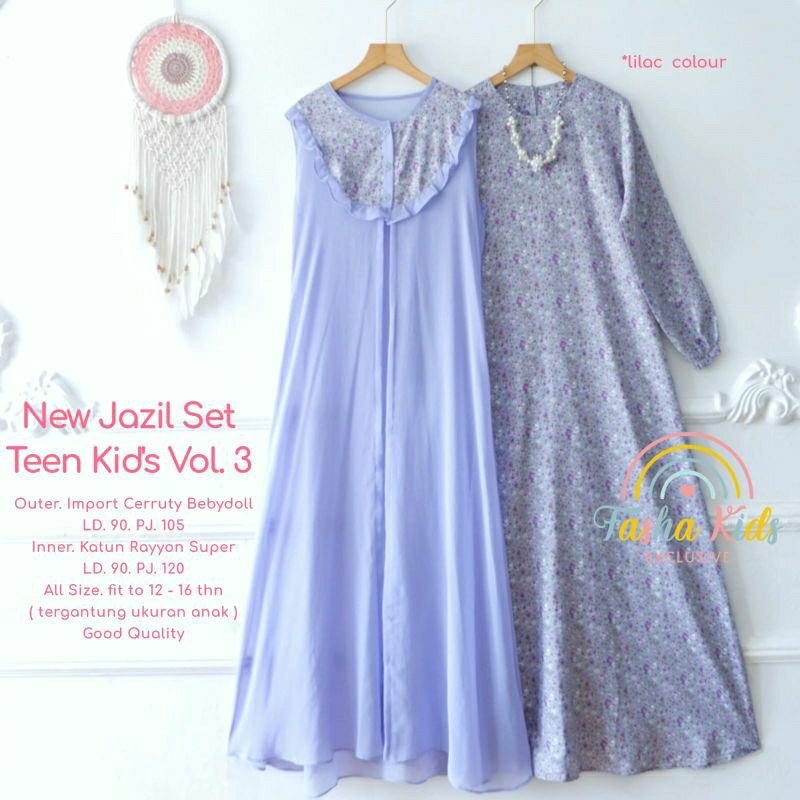 NEW JAZIL SET TEEN KIDS VOL. 3 - SETELAN DRESS ANAK BAHAN OUTER IMPORT CERRUTY BEBYDOLL INNER KATUN 