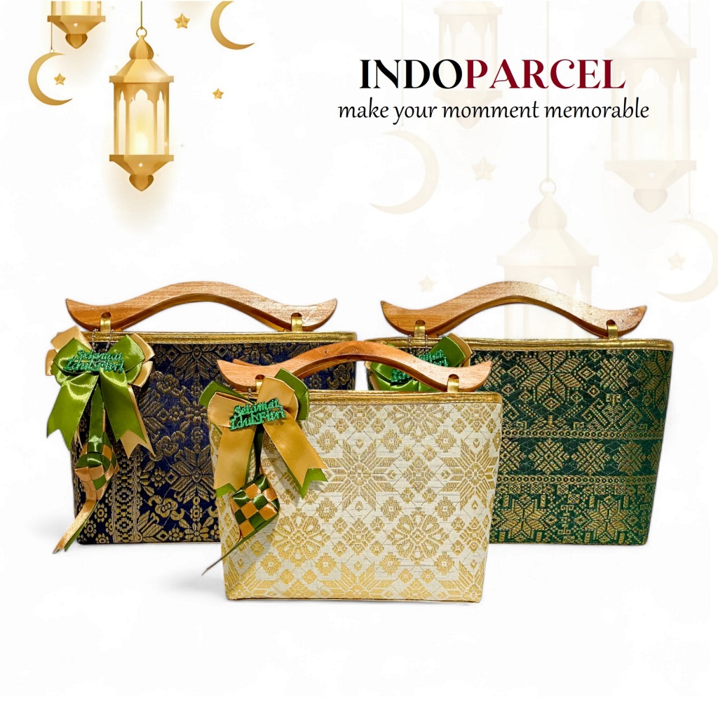 

INDOPARCEL - Tas Hampers Lebaran Kain Songket Kombinasi Handle Kayu Bungkus Kemasan Hari Raya Tas Kado Tas Jinjing Handle Kayu Goodie Bag Hari Raya Idul Fitri Viral Terbaru