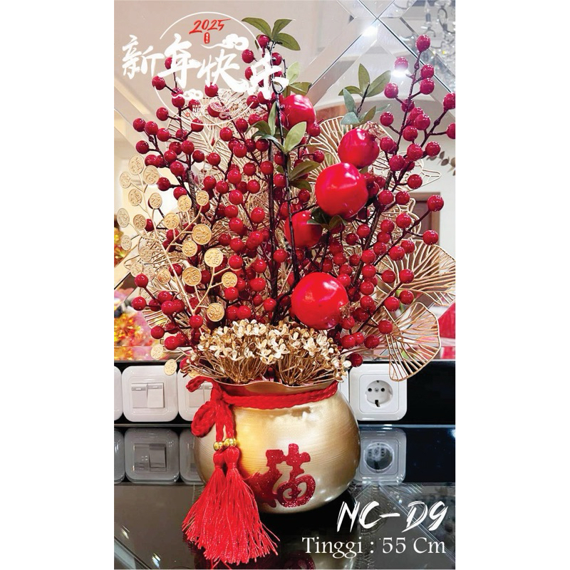 Vas Bunga Imlek 1 set / Pajangan Imlek / Pajangan meja